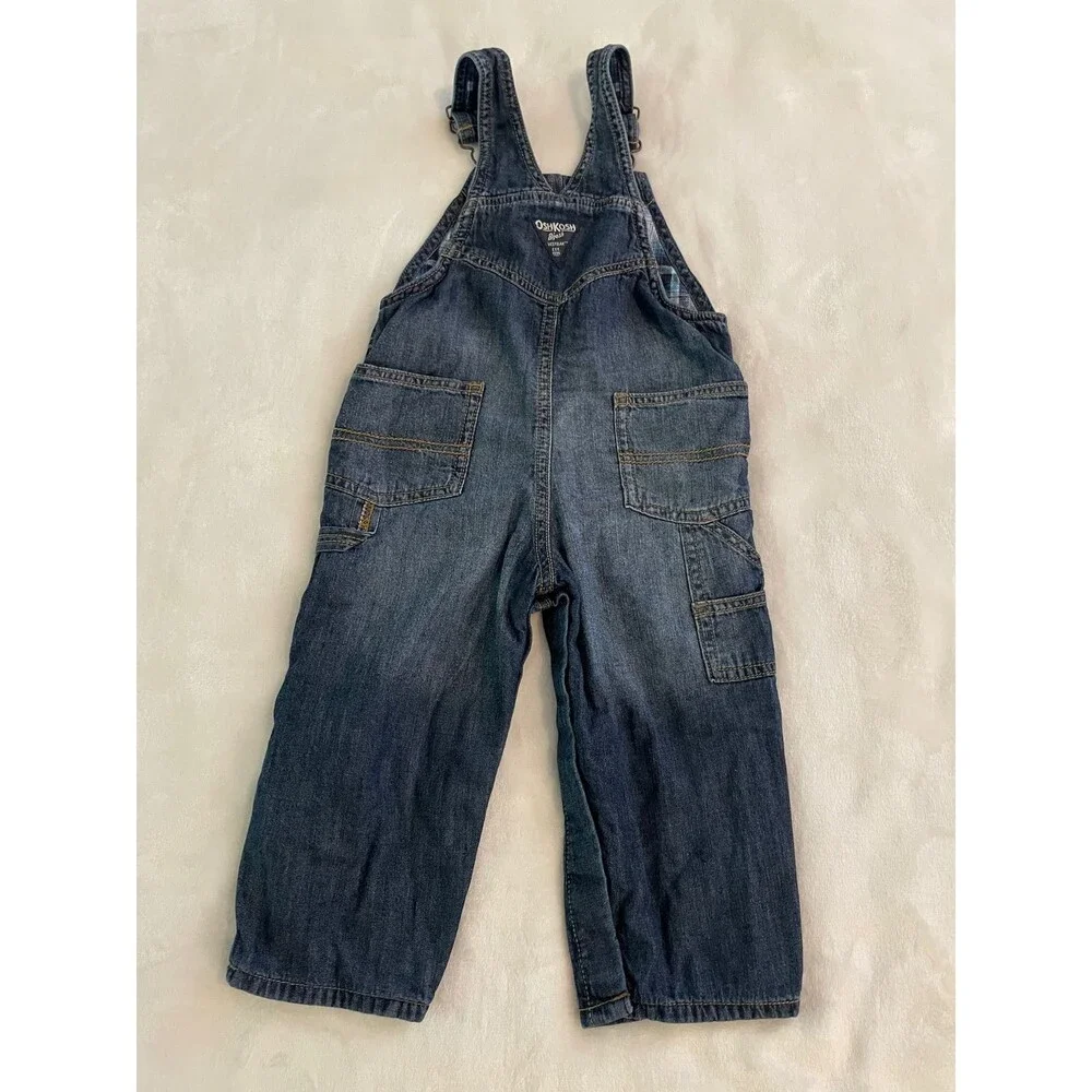 OshKosh Bgosh Vestbak Overalls Flannel Lined Size 24 Months Cotton Toddler